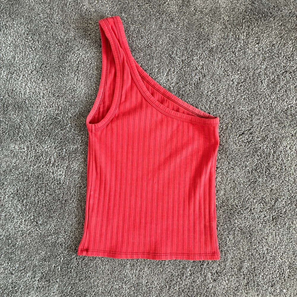 American Eagle One Shoulder Ribbed Crop Tank - Picture 2 of 3